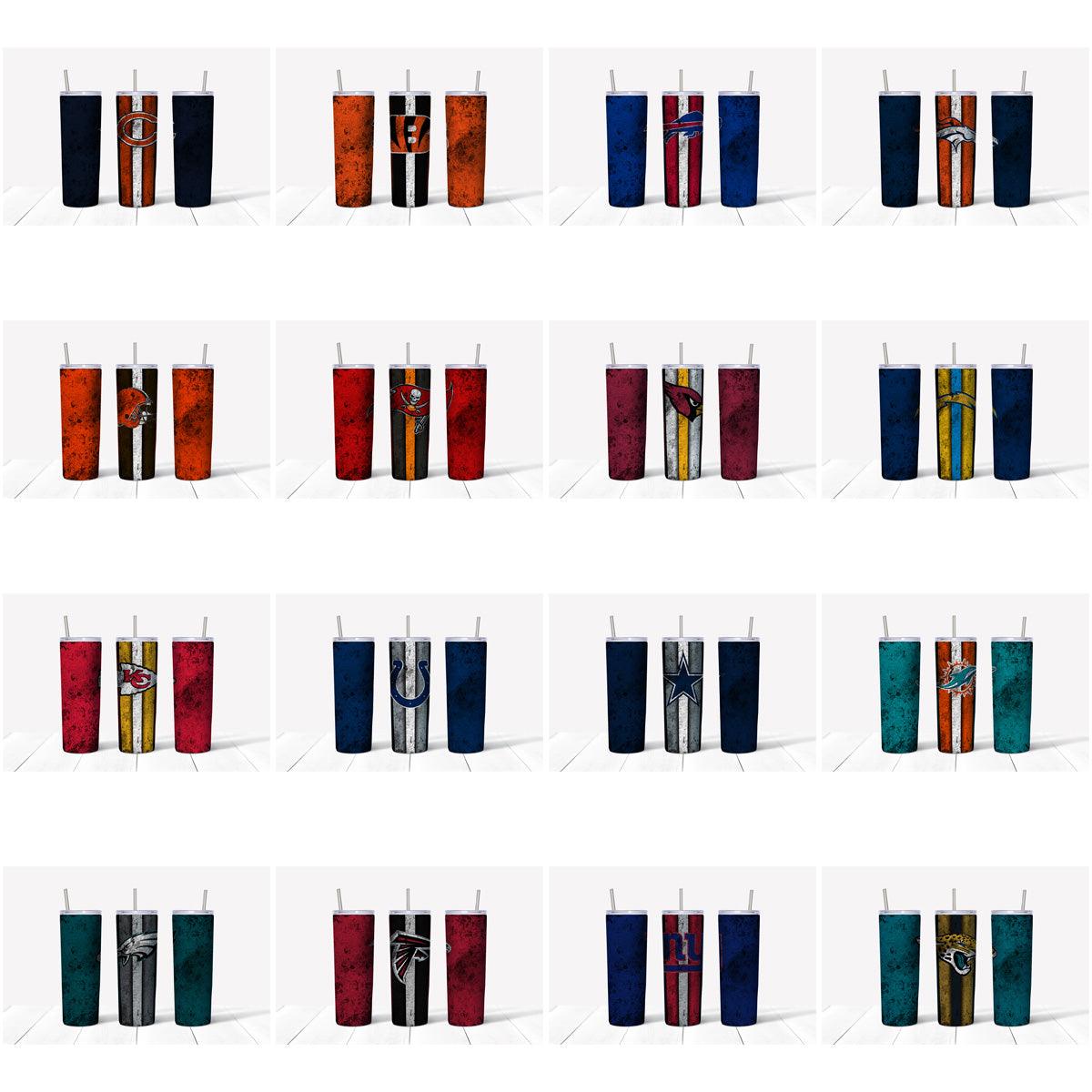 31 Football Tumbler Wrap Designs: JPG Bundle for Sublimation
