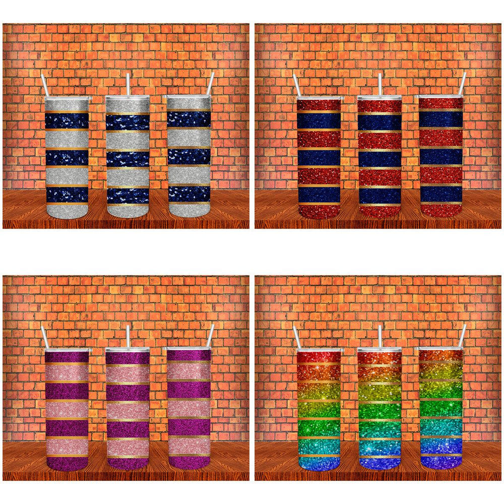 6 New Colorful Glitter Tumbler Wrap Designs: JPG Bundle for Instant Download

