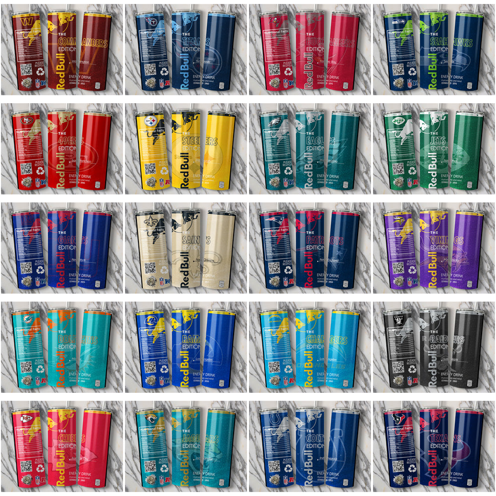 32 NFL Team & Red Bull Tumbler Wraps: JPG Bundle Download
