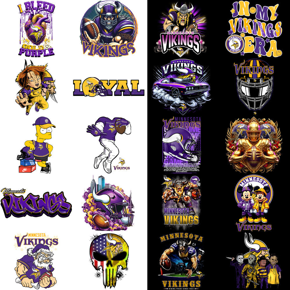 Minnesota Vikings Football PNG Designs Bundle: 48 High-Quality Images