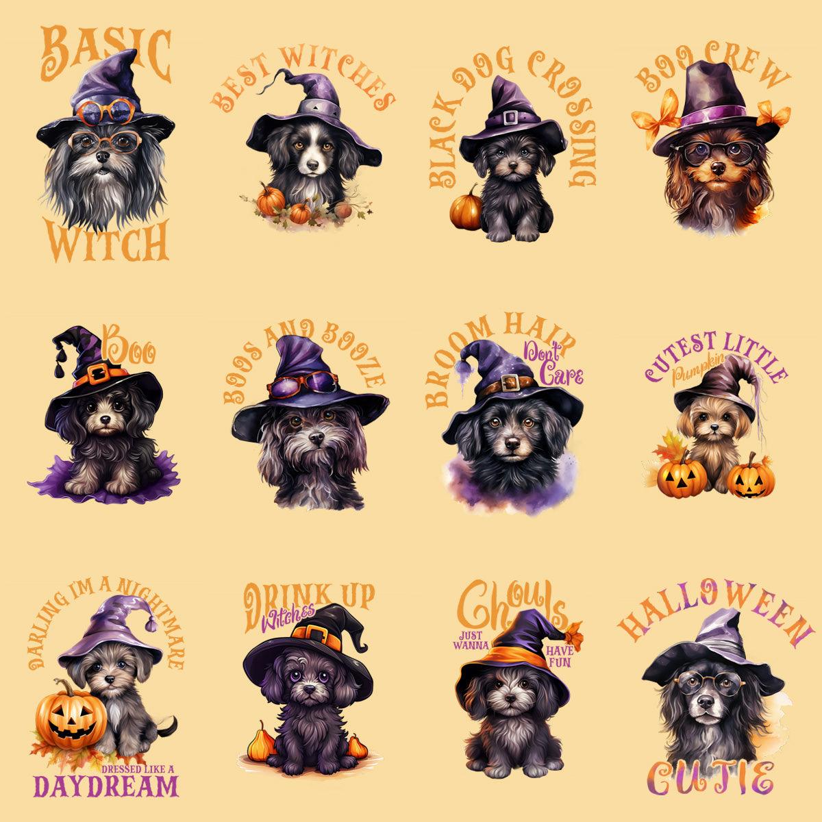 Halloween Witch Dog Quotes & PNG Designs Bundle