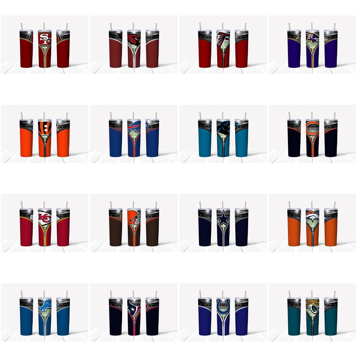 32 NFL Team Football Tumbler Wrap Designs: JPG Bundle

