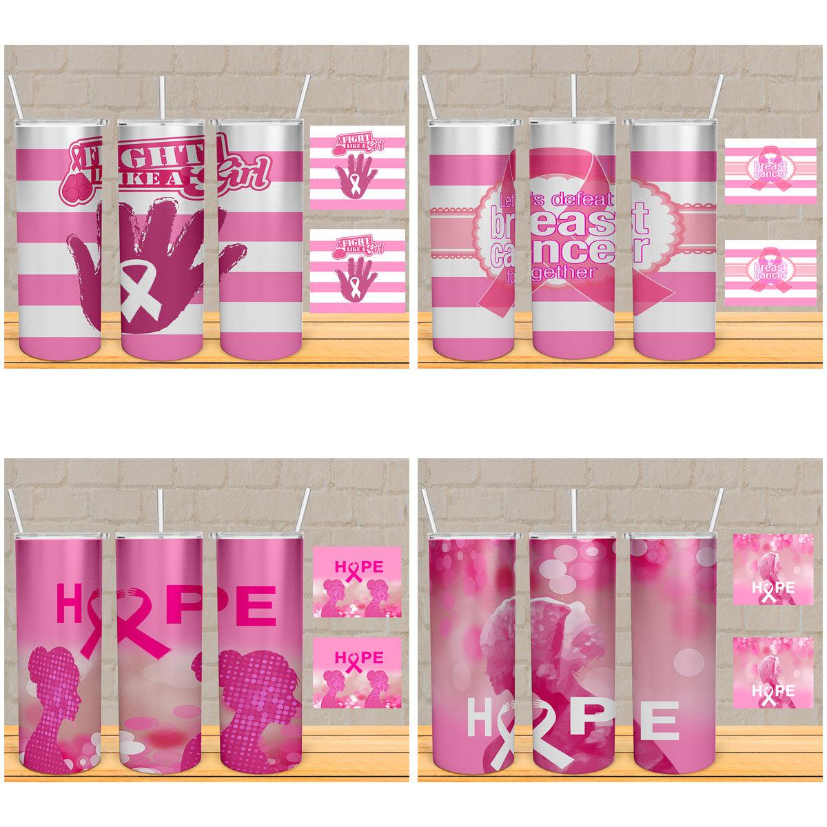 Pink October Breast Cancer Awareness Tumbler Wraps Bundle - 5 JPG Designs
