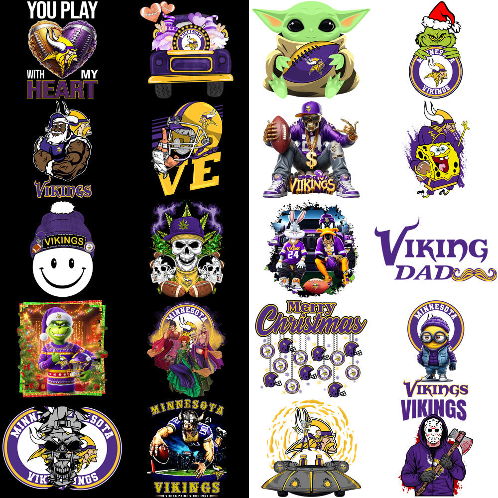 Minnesota Vikings Football PNG Designs Bundle: 48 V3 Graphics