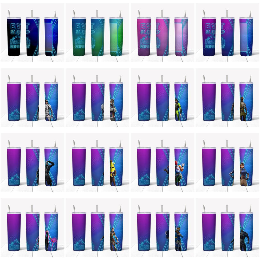 28 Fortnite Tumbler Wrap Designs: JPG Bundle for Sublimation
