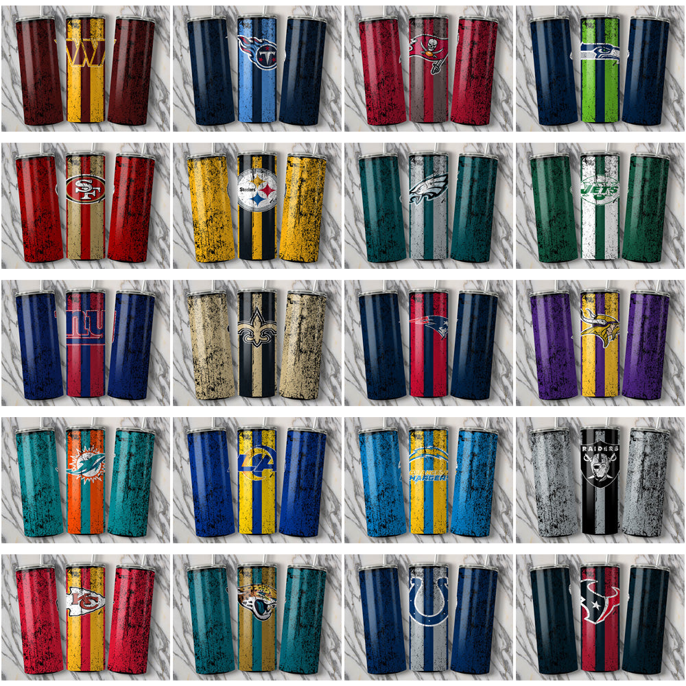 32 NFL Team Grunge Tumbler Wraps: JPG Bundle for Sublimation
