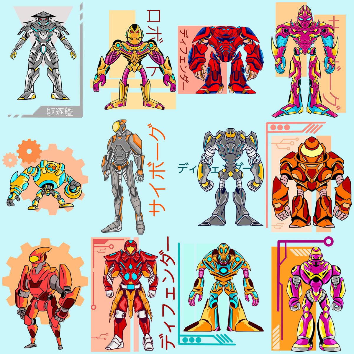 24 High-Quality Mecha Robot PNG Designs: Ultimate Bundle for Artists & Designers