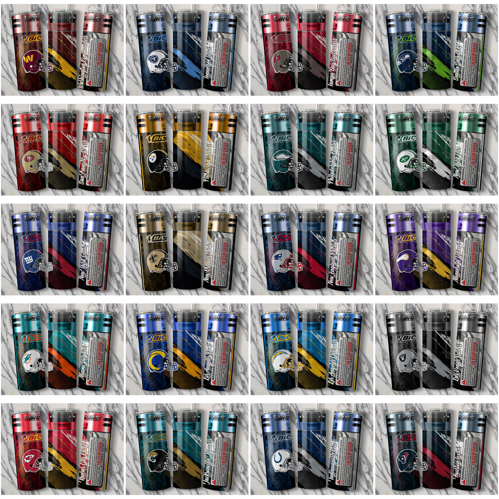 32 NFL Team Bic Lighter Tumbler Wraps: JPG Bundle Download
