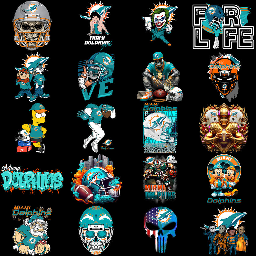 Miami Dolphins Football Designs: 49 PNGs Bundle