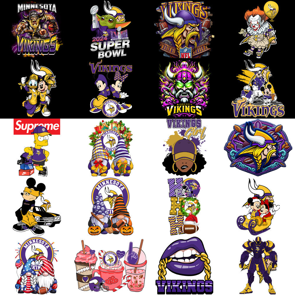 Minnesota Vikings Football PNG Designs Bundle: 48 V4 Graphics