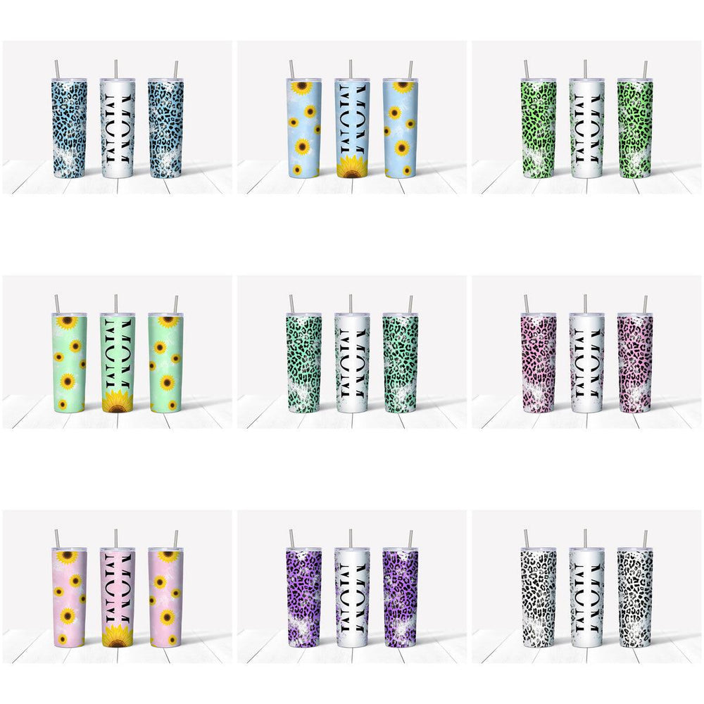 11 Wild Mom Tumbler Wrap Designs: JPG Bundle for Sublimation
