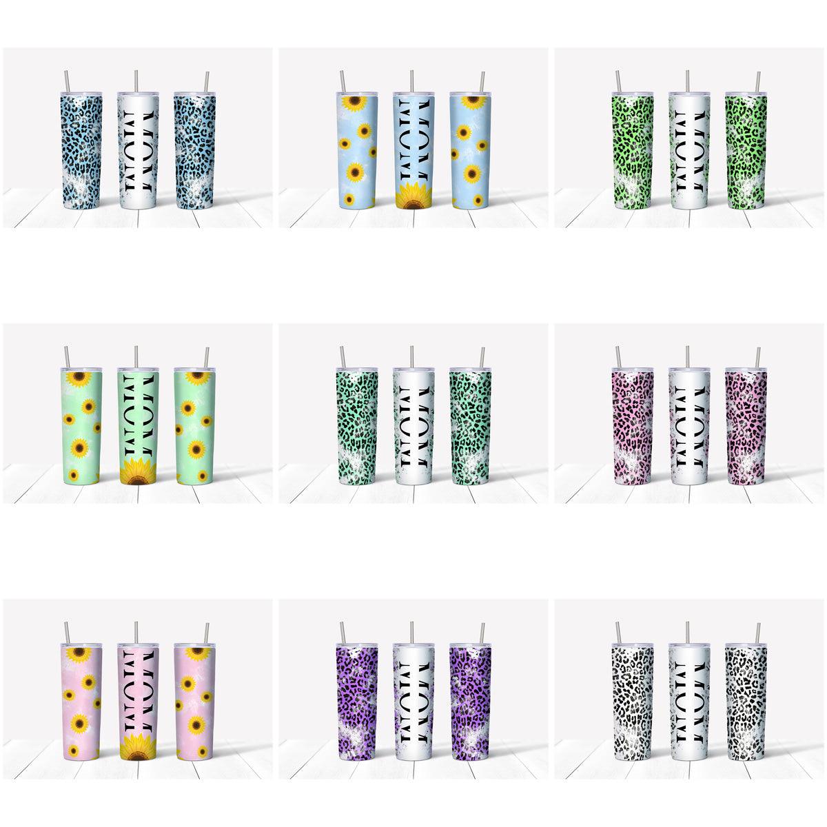11 Wild Mom Tumbler Wrap Designs: JPG Bundle for Sublimation
