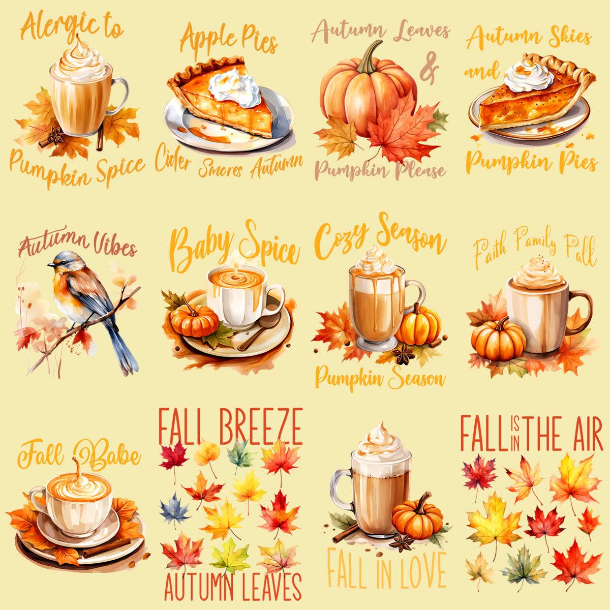 49 Mega Autumn Fall PNG Designs Bundle: Leaves, Pumpkins & More!