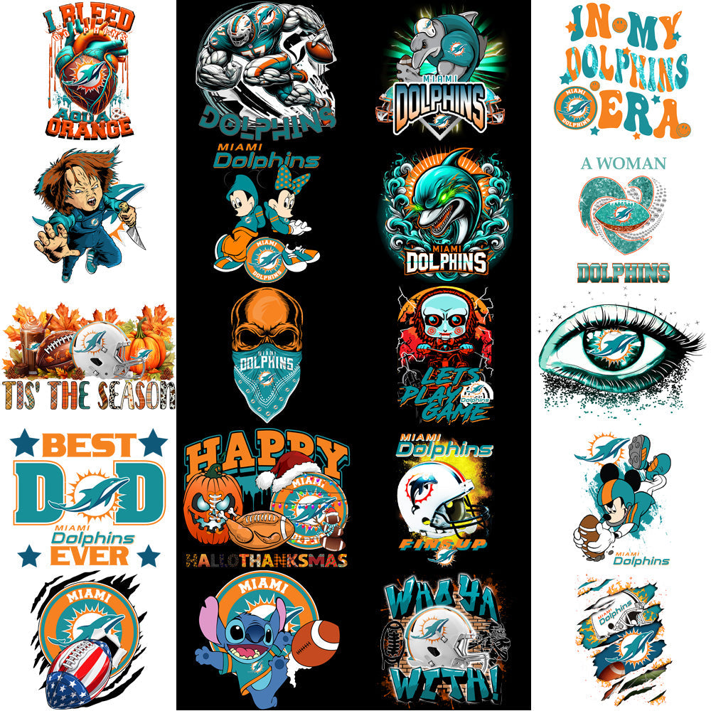 Miami Dolphins Football Graphics Bundle: 49 PNG Designs