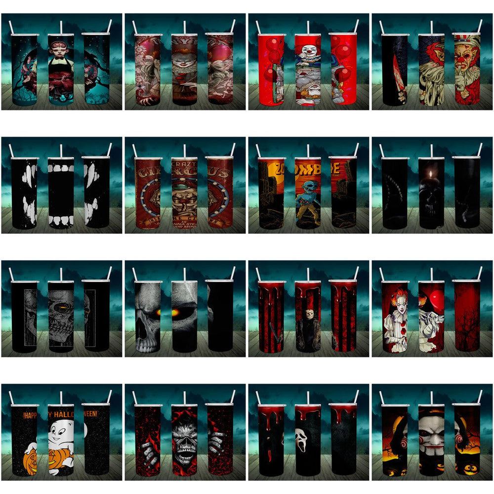 21 Horror Halloween Tumbler Wraps: Spooky JPG Designs Bundle
