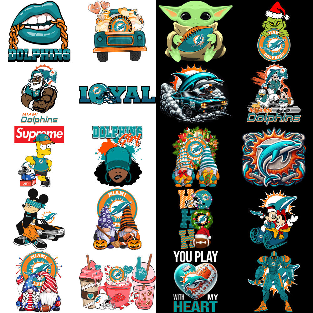 Miami Dolphins Football Designs Bundle: 49 PNGs - V3