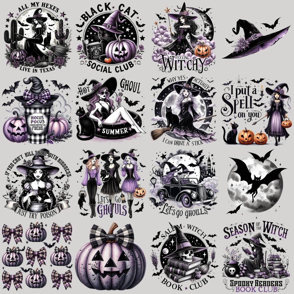 24 Vintage Halloween Witch PNG Designs: Spooky Graphics Bundle