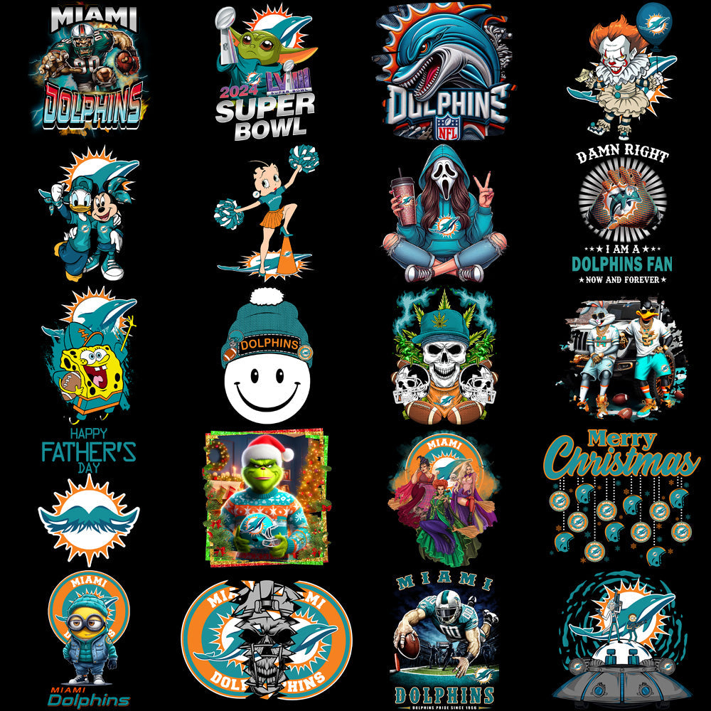 Miami Dolphins Football Designs Bundle: 49 PNGs for V4