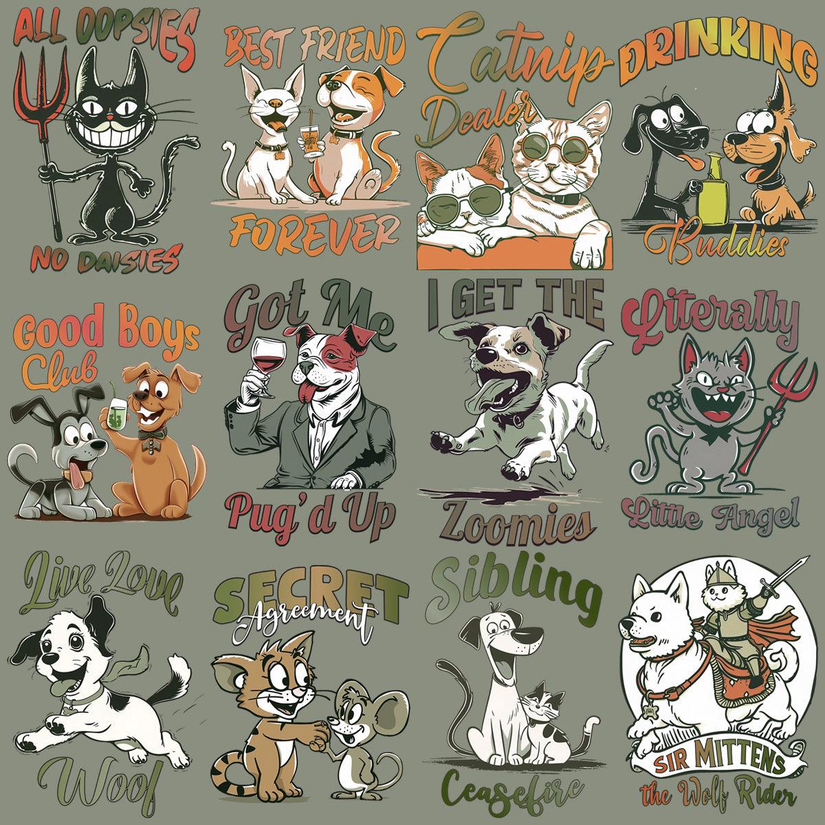15 Adorable Pet Shenanigans PNG Designs Bundle: Perfect for Crafts & Prints