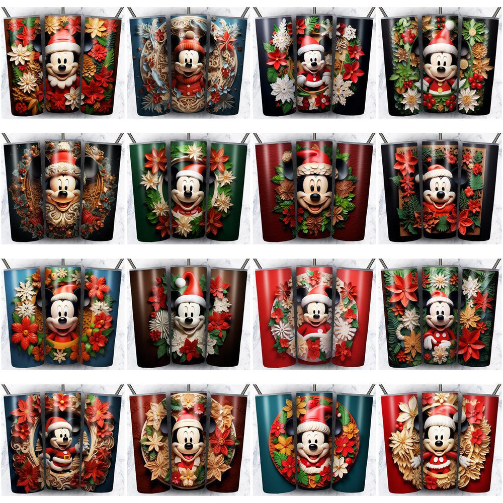 45 Mickey Christmas Tumbler Wraps: 3D JPG Designs Bundle
