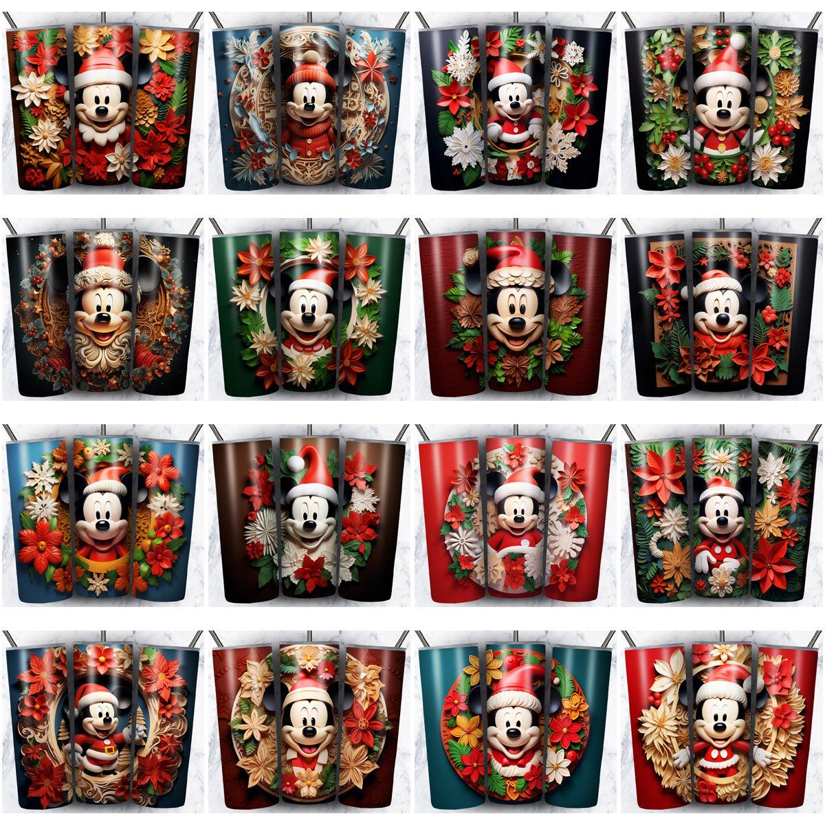 45 Mickey Christmas Tumbler Wraps: 3D JPG Designs Bundle
