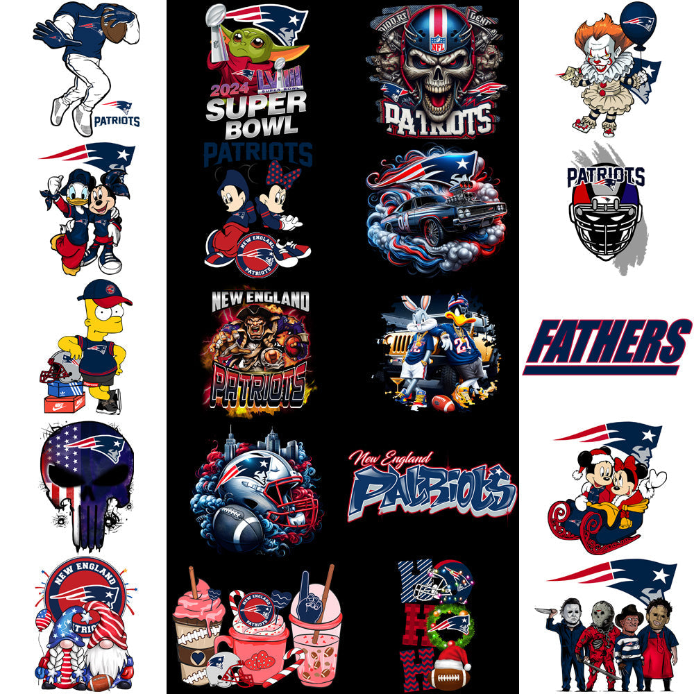 New England Patriots Football Graphics Bundle: 47 PNG Designs