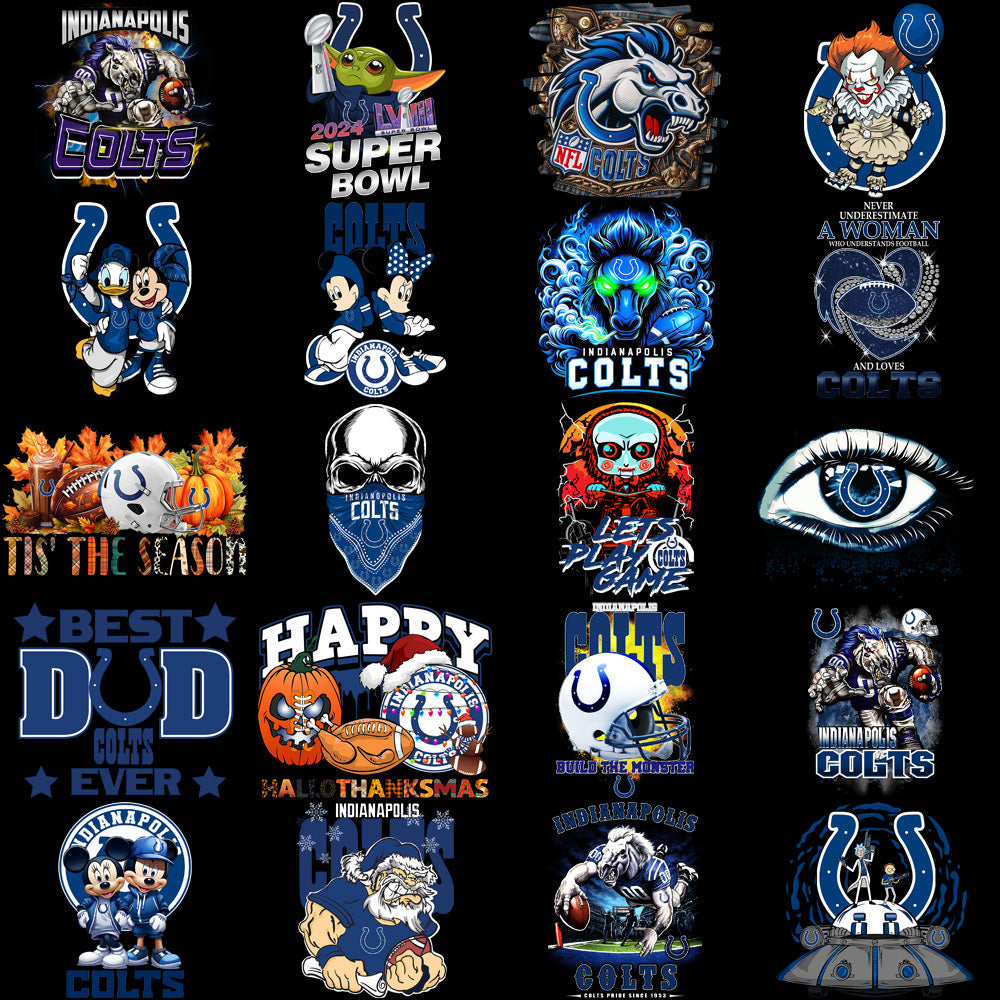 Indianapolis Colts Football Designs Bundle: 48 PNG V4 Graphics