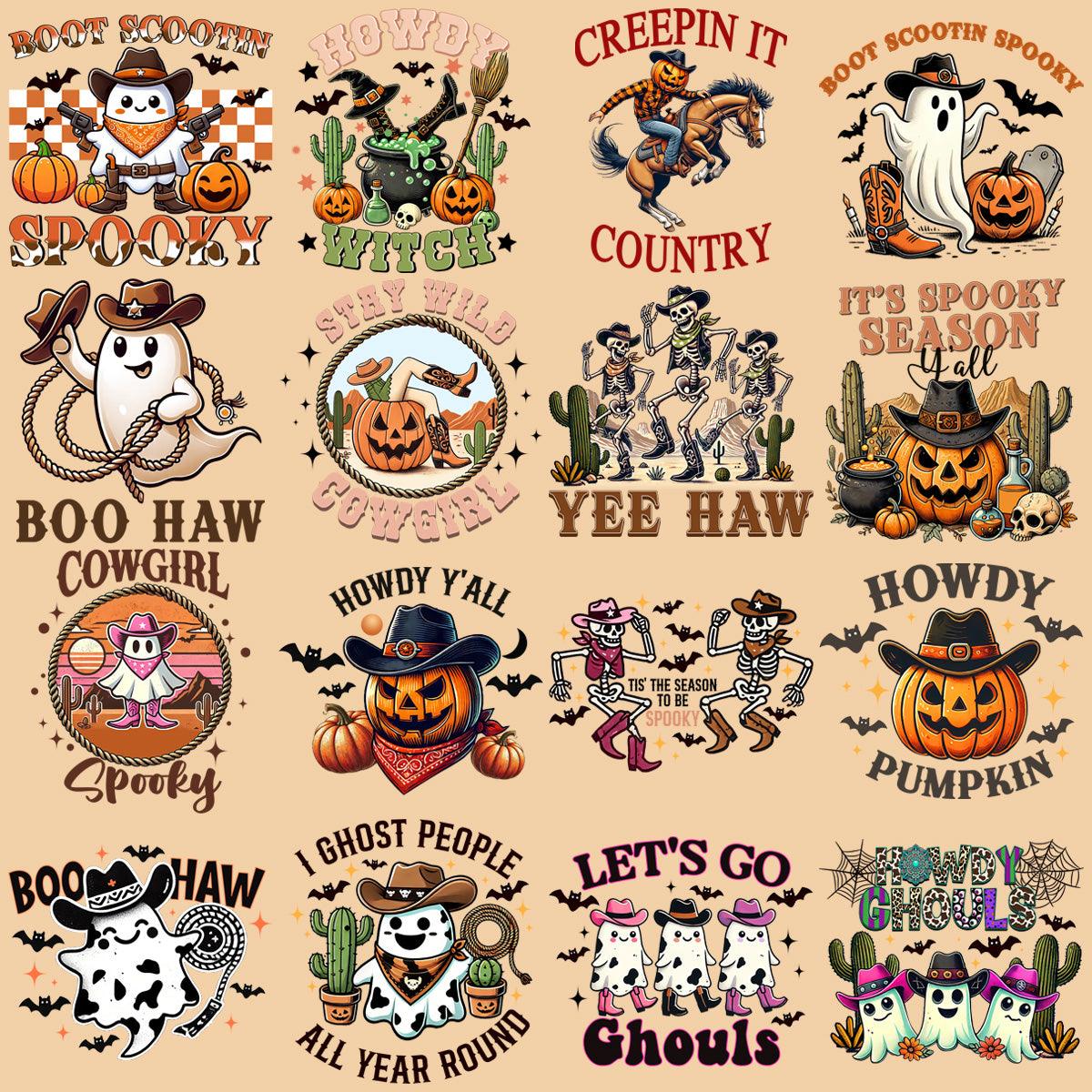 Spooky Western Halloween PNG Bundle: 19 Designs for Creepy Crafts