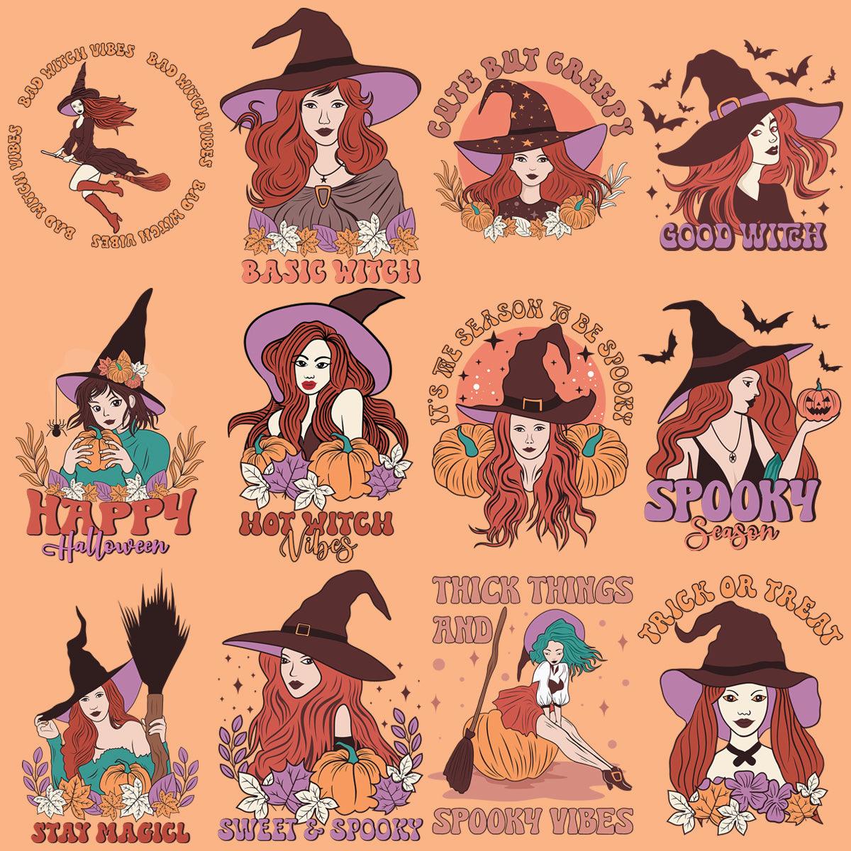 Retro Halloween Witch PNG Bundle: 13 Spooky Designs
