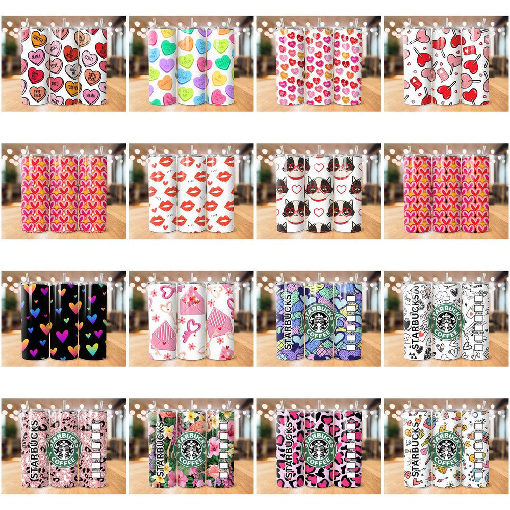 31 Valentine's Day Tumbler Wraps: Colorful JPG Bundle for Sublimation
