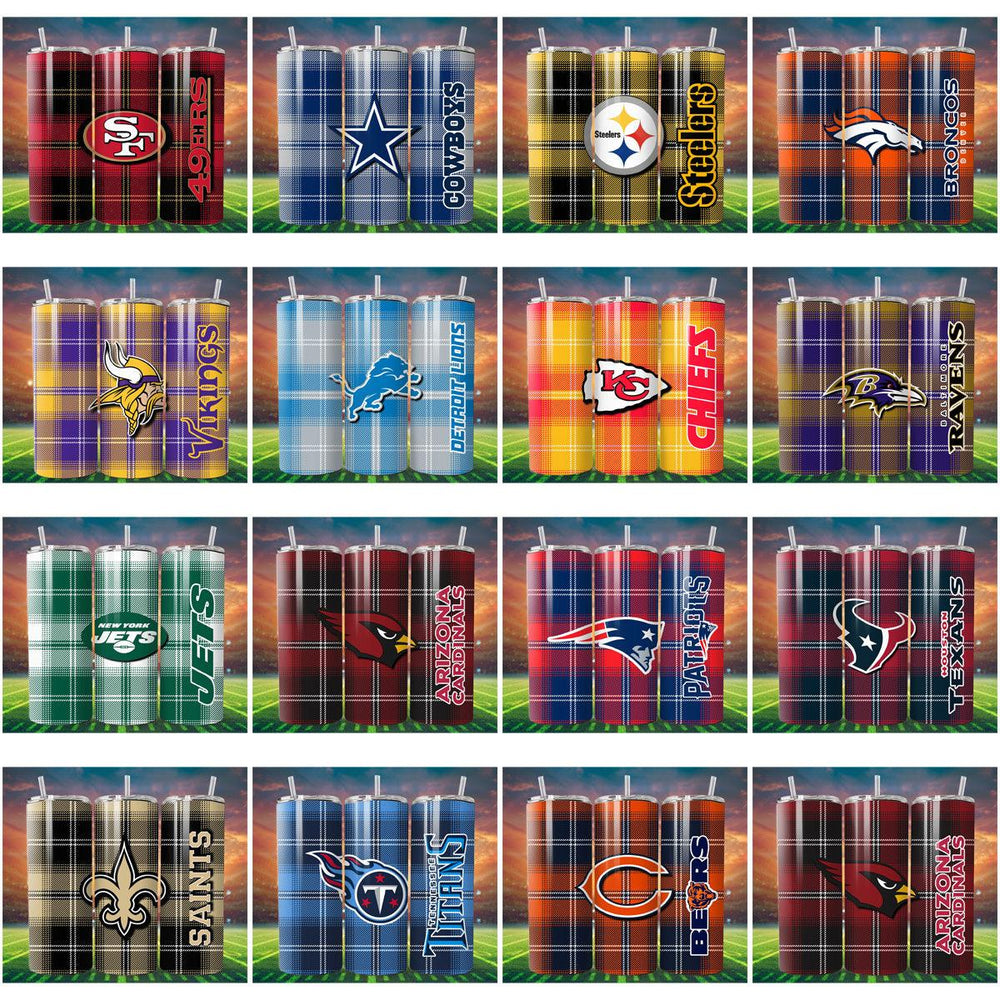 19 Football Checkered Tumbler Wraps: JPG Bundle for Sublimation
