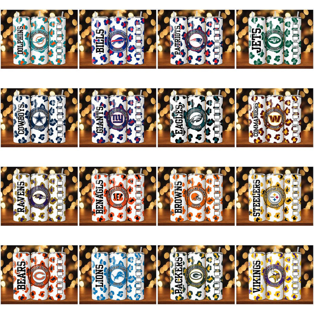 32 Football Coffee Tumbler Wrap Designs: JPG Bundle for Sublimation
