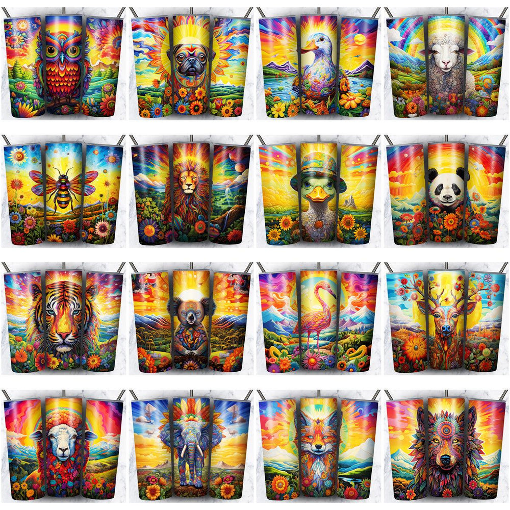 86 Psychedelic Animal Tumbler Wraps: JPG Design Bundle for Sublimation

