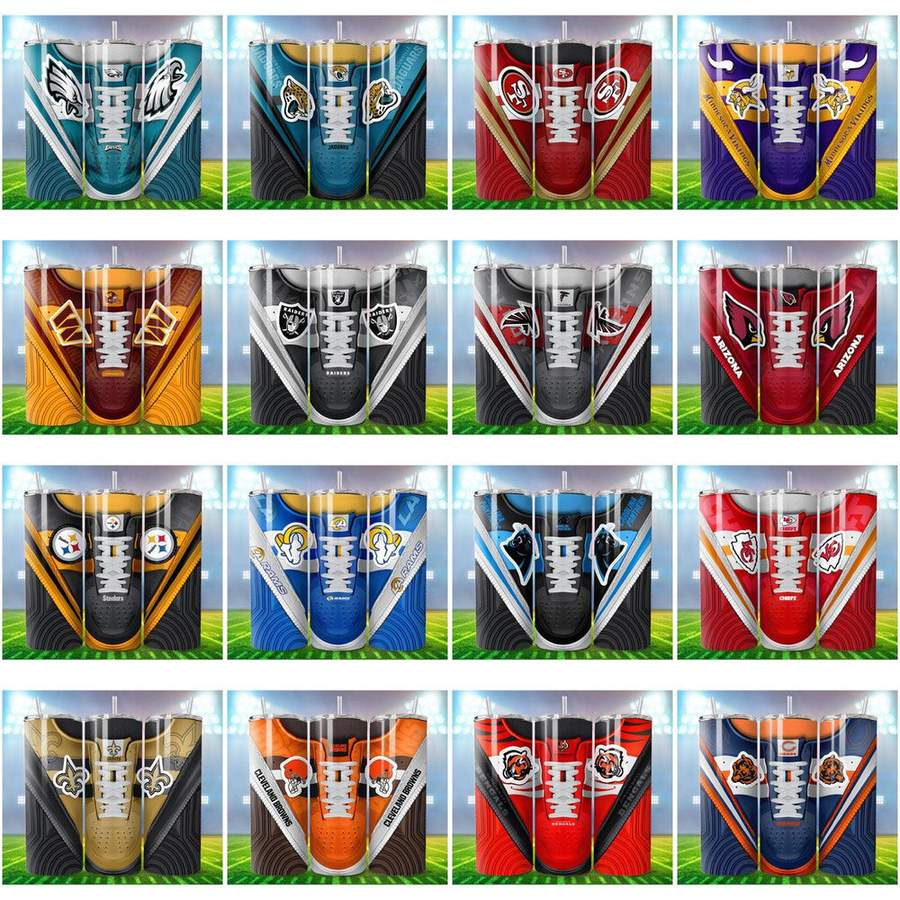 32 Football Sneaker Tumbler Wraps: JPG Designs Bundle for Sublimation

