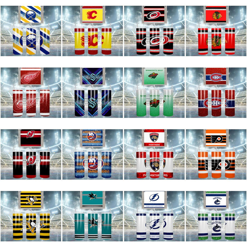 18 Premium Ice Hockey Tumbler Wrap Designs: JPG Bundle for Sublimation
