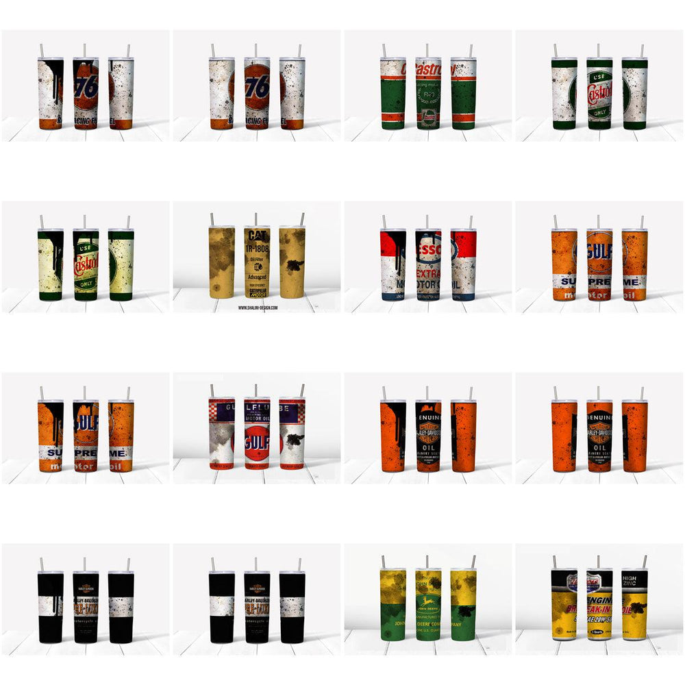 44 Oil Brand Tumbler Wrap Designs: JPG Bundle for Instant Download
