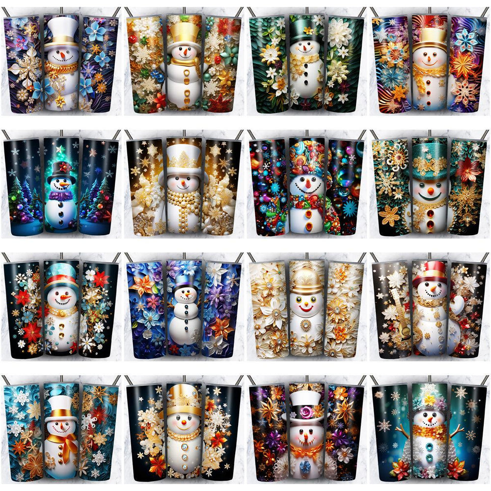70 Cute Snowman Tumbler Wraps: Colorful JPG Designs Bundle
