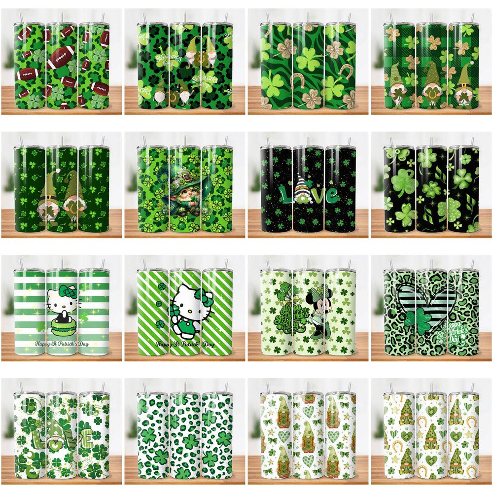 30 St. Patrick's Day Tumbler Wrap Designs: JPG Bundle for Sublimation

