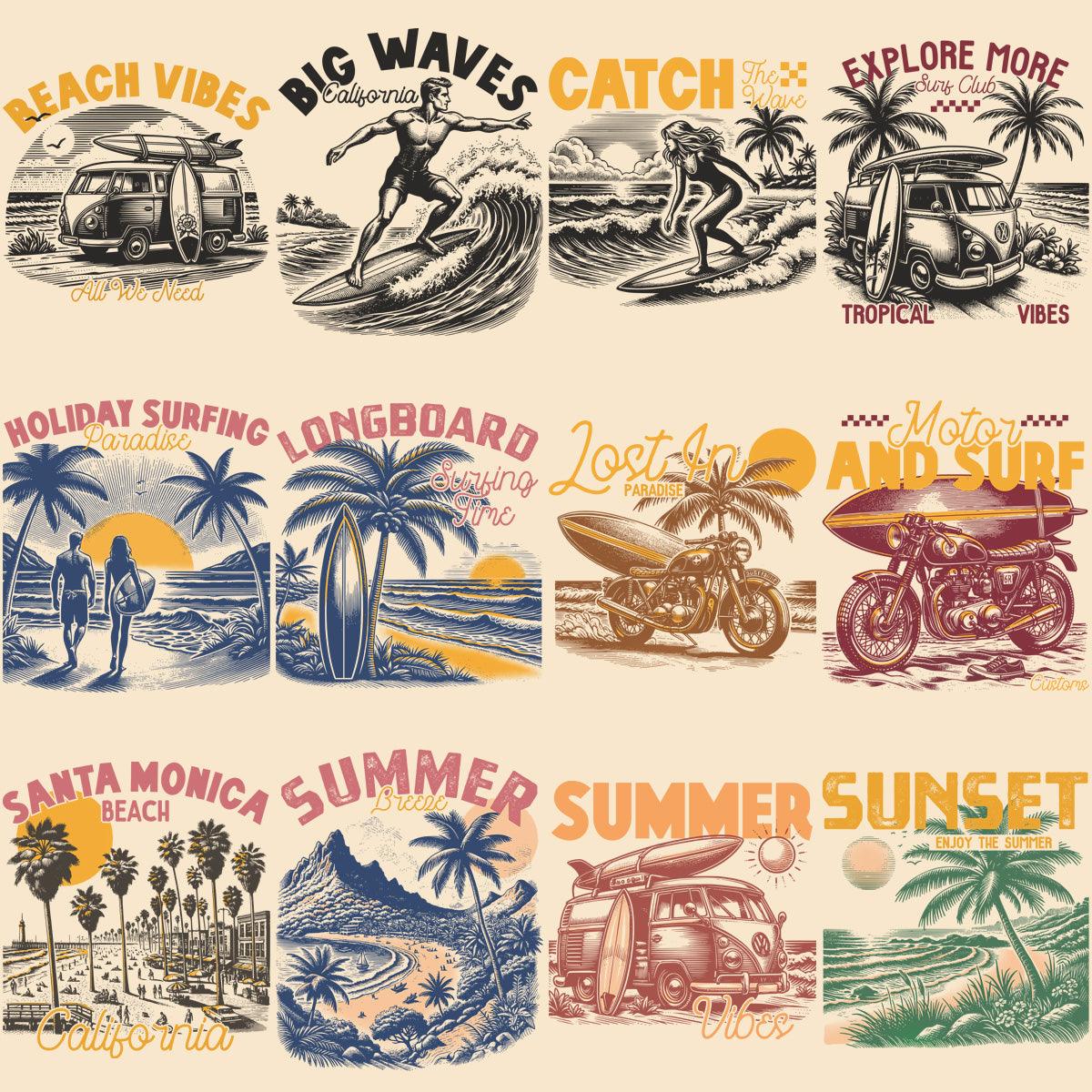 19 Vintage Summer Beach PNG Designs: Retro Summer Bundle
