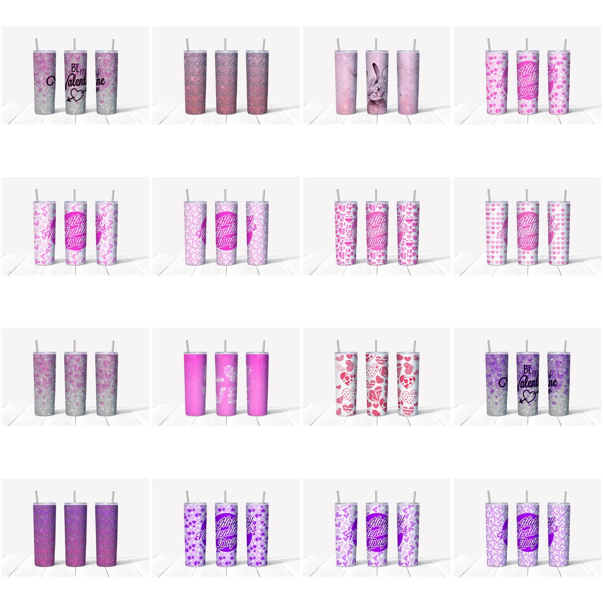 Valentine's Day Tumbler Wraps Bundle: 41 Colorful JPG Designs
