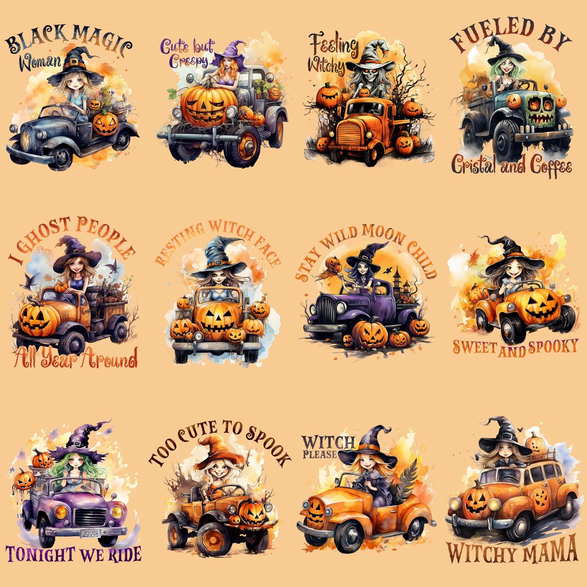Witch Girl Driving PNG Bundle: 11 Spooky & Cute Designs