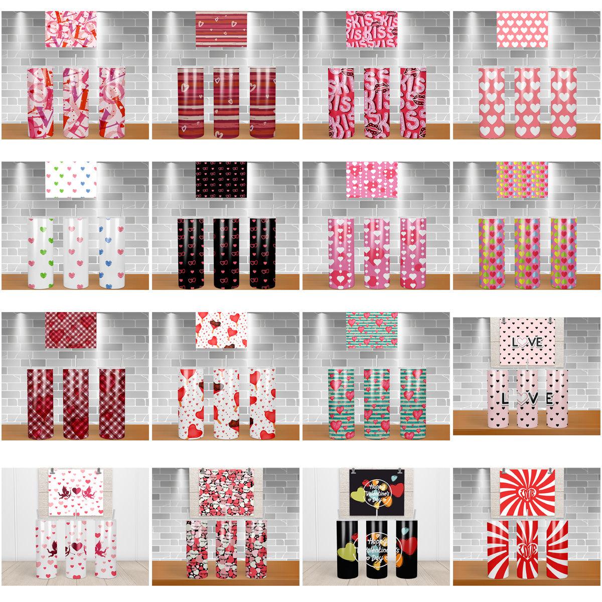 Valentine's Day Tumbler Wrap Designs Bundle: 19 JPG Templates
