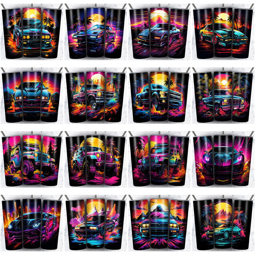 85 Vintage Car Tumbler Wrap Designs: JPG Bundle for Sublimation
