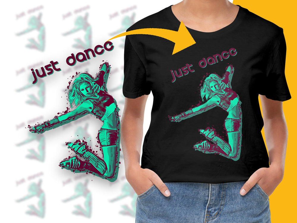 Just Dance Graphic T-Shirt, Cool Dancing Tee, Vibrant Dancer Print, Unisex Black Shirt