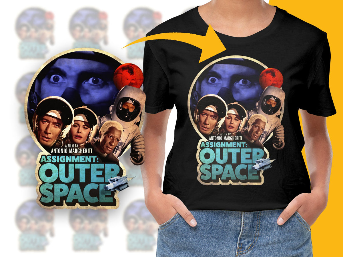 Vintage Sci-Fi Movie T-Shirt, Outer Space Graphic Tee, Unisex Retro Film Design, Bold Color Print