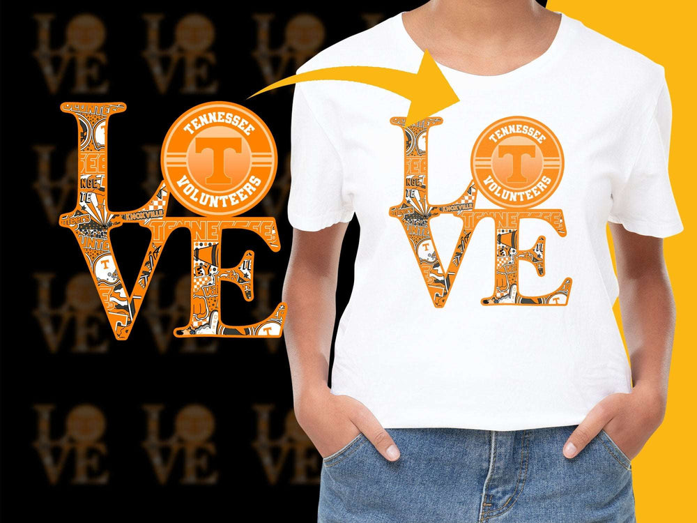 Tennessee Volunteers Love T-Shirt, Orange Graphic Tee, College Sports Fan Apparel, Unisex Adult Clothing