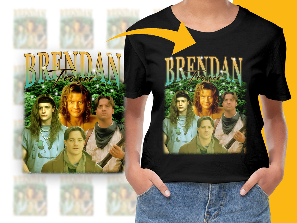 Brendan Fraser 90s Movie Collage Graphic T-Shirt, Vintage Style Unisex Tee, Fan Apparel Gift