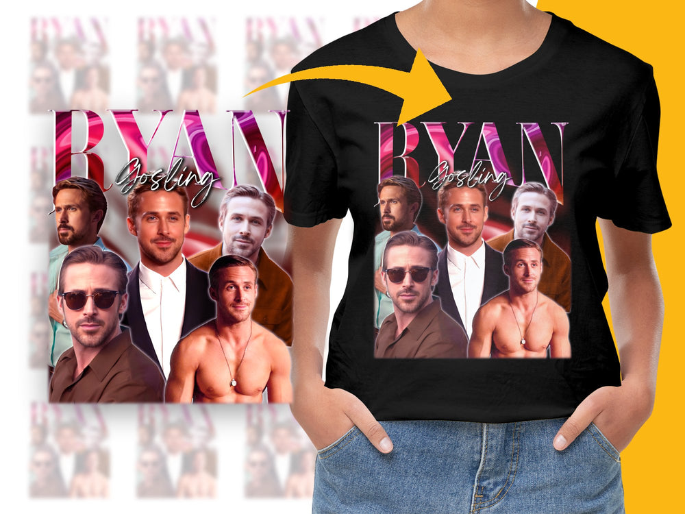 Ryan Gosling Graphic T-Shirt, Celebrity Photo Collage Tee, Unisex Fashion Top, Movie Star Apparel