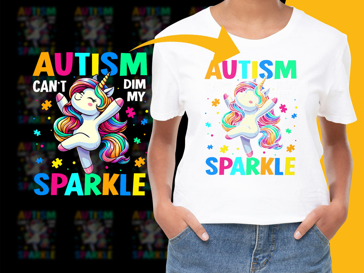 Autism Awareness T-Shirt, Colorful Unicorn Sparkle Graphic, Inspirational Autism Support Tee
