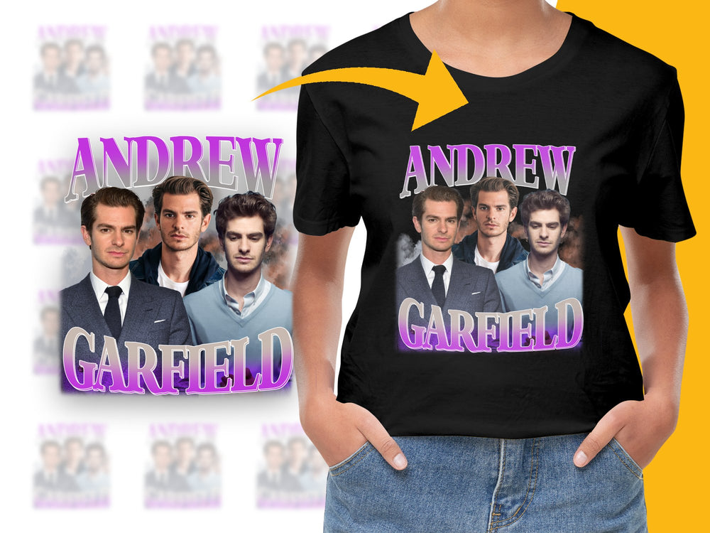 Andrew Garfield Graphic T-Shirt, Fan Art Tee, Movie Star Portrait Shirt, Unisex Black Cotton Top